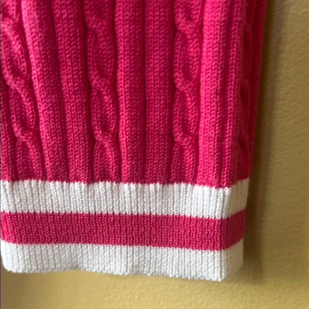 Chaps V-Neck Sweater Pink and White Cable Knit - Picture 4 of 7